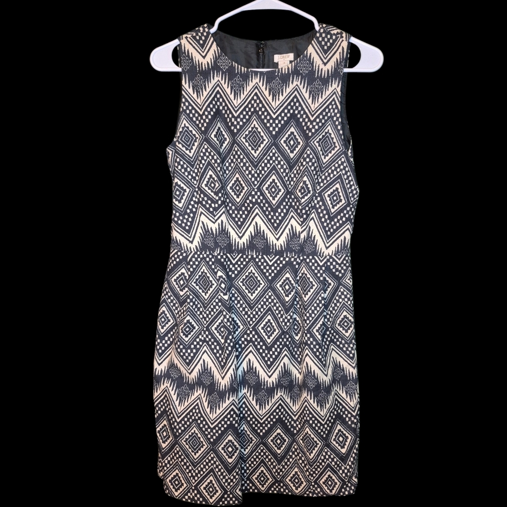 J. Crew Black and White Zigzag Midi Dress